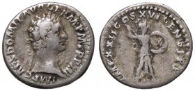 ROMANE IMPERIALI - Domiziano (81-96) - Denario - Busto laureato a d. /R Minerva stante a d. con lancia e scudo C. 280 (AG g. 3,22)
qBB