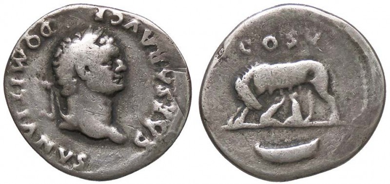 ROMANE IMPERIALI - Domiziano (81-96) - Denario - Busto piccolo a d. /R La Lupa a...
