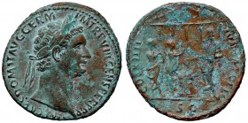 ROMANE IMPERIALI - Domiziano (81-96) - Asse - Testa laureata a d. /R Domiziano sacrificante a s. presso un altare; di fronte, due suonatori e sullo sf...