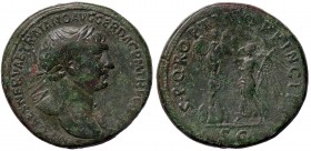 ROMANE IMPERIALI - Traiano (98-117) - Sesterzio - Busto laureato e drappeggiato a d. /R La Vittoria stante a s. con palma presso un trofeo C. 444 (AE ...