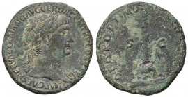 ROMANE IMPERIALI - Traiano (98-117) - Asse - Busto laureato a d. /R Colonna formata da una clava posata su pelle di leone sopra basamento C. 565 (AE g...