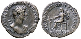 ROMANE IMPERIALI - Adriano (117-138) - Denario - Busto laureato e drappeggiato a d. /R La Fortuna seduta a s. con timone e cornucopia C. 749 (AG g. 3,...