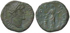 ROMANE IMPERIALI - Antonino Pio (138-161) - Dupondio - Testa radiata a d. /R La Salute stante a s. alimenta un serpente che si erge da altare e tiene ...