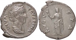 ROMANE IMPERIALI - Faustina I (moglie di A. Pio) - Denario - Busto drappeggiato e diademato a d. /R Cerere stante a s. con torcia e scettro C. 96; RIC...