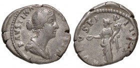 ROMANE IMPERIALI - Faustina II (moglie di M. Aurelio) - Denario - Busto drappeggiato a d. /R La Concordia stante a s. con patera e cornucopia C. 21 (A...