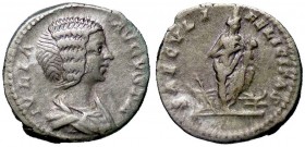 ROMANE IMPERIALI - Giulia Domna (moglie di S. Severo) - Denario - Busto a d. /R Iside stante a d. posa un piede su prua mentre allatta un bambino; die...
