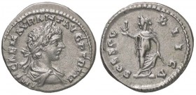 ROMANE IMPERIALI - Caracalla (198-217) - Denario - Busto giovanile laureato e drappeggiato a d. /R La Speranza andante a s. con un fiore e si alza la ...