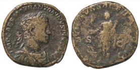 ROMANE IMPERIALI - Elagabalo (218-222) - Sesterzio - Busto laureato e drappeggiato a d. /R Elagabalo stante a s. presso un altare acceso con patera e ...