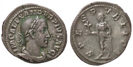 ROMANE IMPERIALI - Alessandro Severo (222-235) - Denario - Busto laureato e drappeggiato a d. /R La Speranza andante a s. con un fiore e si alza la ve...