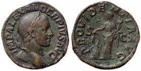 ROMANE IMPERIALI - Alessandro Severo (222-235) - Sesterzio - Busto laureato a d. /R La Provvidenza stante a s. con spighe e cornucopia, ai suoi piedi ...