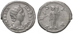 ROMANE IMPERIALI - Giulia Mamea (madre di A. Severo) - Denario - Busto diademato a d. /R Vesta velata stante a s. con il palladio e scettro C. 81; RIC...