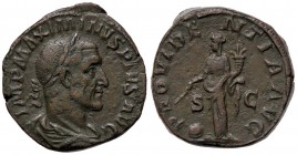 ROMANE IMPERIALI - Massimino I (235-238) - Sesterzio - Busto laureato e drappeggiato a d. /R La Provvidenza stante a s. con bacchetta e cornucopia, ai...