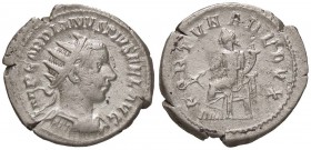ROMANE IMPERIALI - Gordiano III (238-244) - Antoniniano - Busto radiato e drappeggiato a d. /R La Fortuna seduta a s. con timone e cornucopia RIC 210 ...