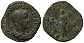 ROMANE IMPERIALI - Gordiano III (238-244) - Sesterzio - Busto laureato e drappeggiato a d. /R L'Equità stante a s. con bilancia e cornucopia C. 19 (AE...