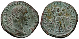 ROMANE IMPERIALI - Filippo I (244-249) - Sesterzio - Busto laureato e drappeggiato a d. /R La Pace stante a s. con caduceo e cornucopia (AE g. 16,55)...