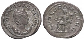 ROMANE IMPERIALI - Otacilia Severa (moglie di Filippo I) - Antoniniano - Busto diademato a d. su crescente /R La Concordia seduta a s. con patera e do...