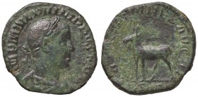 ROMANE IMPERIALI - Filippo II (247-249) - Sesterzio - Busto laureato e drappeggiato a d. /R Capra andante a s. C. 73 (AE g. 15,49)
BB