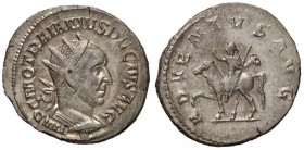 ROMANE IMPERIALI - Traiano Decio (249-251) - Antoniniano - Busto radiato e corazzato a d. /R Traiano Decio a cavallo a s. con scettro e la mano d. alz...