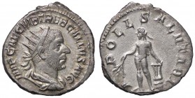 ROMANE IMPERIALI - Treboniano Gallo (251-253) - Antoniniano - Busto radiato e drappeggiato a d. /R Apollo nudo stante a s. con ramo d'alloro è appoggi...