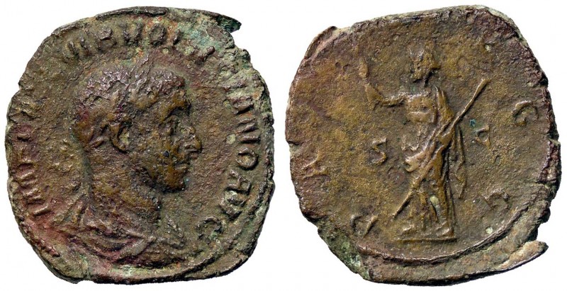ROMANE IMPERIALI - Volusiano (251-253) - Sesterzio - Busto laureato e drappeggia...