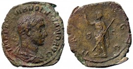 ROMANE IMPERIALI - Volusiano (251-253) - Sesterzio - Busto laureato e drappeggiato a d. /R La Pace stante a s. con ramo d'ulivo e scettro trasversale ...