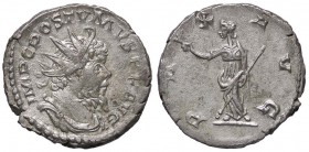 ROMANE IMPERIALI - Postumo (259-278) - Antoniniano - Busto radiato e corazzato a d. /R La Pace stante a s. con ramo d'ulivo e scettro trasversale C. 2...