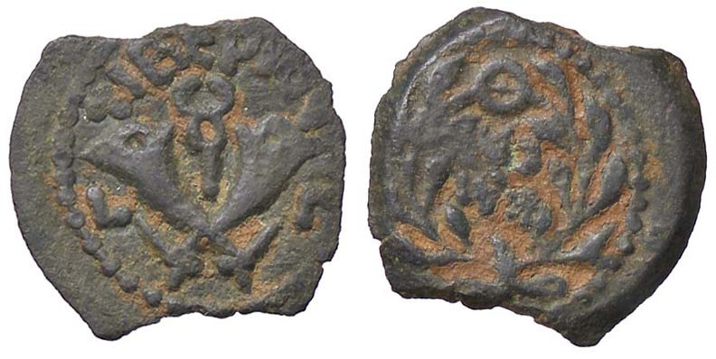 ROMANE PROVINCIALI - Tiberio (14-37) - Prutah (Palestina) - Scritta entro corona...