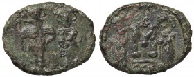 BIZANTINE - Costante II (641-668) - Follis (Siracusa) - Costante II e Costantino stanti /R Eraclio e Tiberio stanti; fra di loro M Ratto 1638/1642; Se...