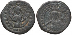 BIZANTINE - Costantino IX (1042-1055) - Follis (attribuito) - Cristo nimbato in trono di fronte /R Busto nimbato della vergine Ratto 1991 (AE g. 6,46)...