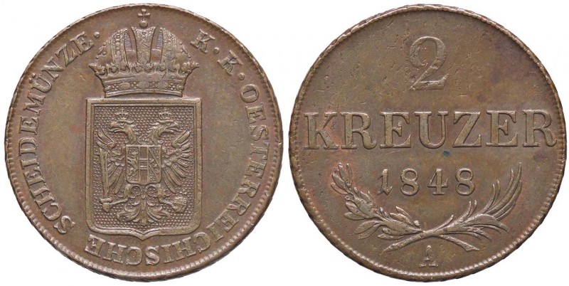 ESTERE - AUSTRIA - Rivoluzione (1848-1849) - 2 Kreuzer 1848 A Kr. 2188 CU
qSPL