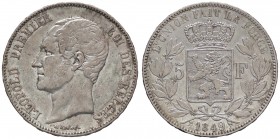 ESTERE - BELGIO - Leopoldo I (1831-1865) - 5 Franchi 1849 Kr. 17 AG Testa nuda
qBB/BB