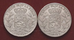 ESTERE - BELGIO - Leopoldo II (1865-1909) - 5 Franchi 1873 e 1876 Kr. 24 AG
MB÷BB
