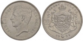 ESTERE - BELGIO - Alberto I (1909-1934) - 20 Franchi 1931 (Francese) Kr. 101.1 NI
BB-SPL