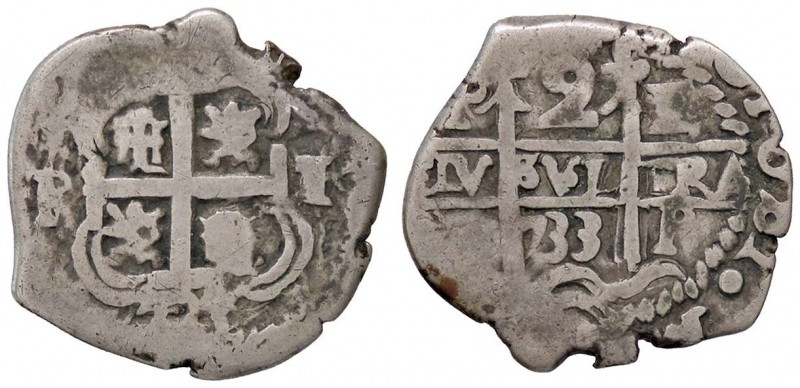 ESTERE - BOLIVIA - Filippo V (1700-1746) - 2 Reales 1733 Kr. 29a (AG g. 6,32)
M...