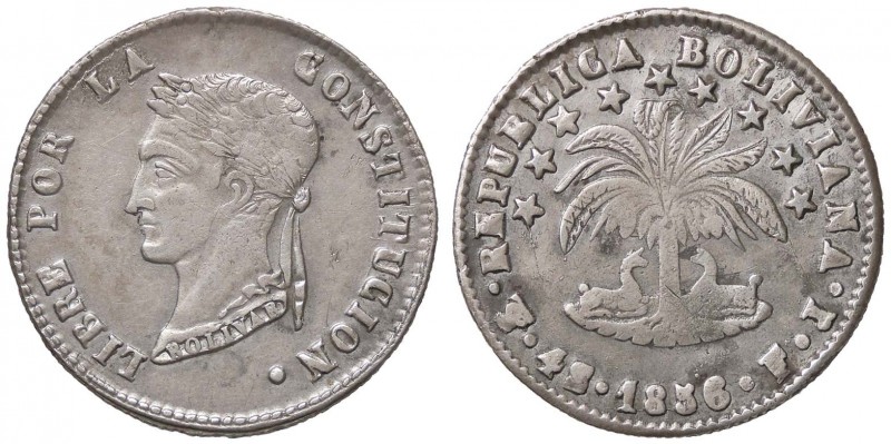 ESTERE - BOLIVIA - Repubblica (1825) - 4 Soles 1856 FJ Kr. 123.2 AG
BB+