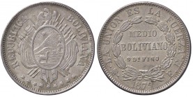 ESTERE - BOLIVIA - Repubblica (1825) - Mezzo Boliviano 1879 Kr. 161.3 R AG
BB+