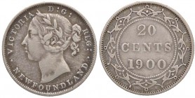 ESTERE - CANADA-NEWFOUNDLAND - Vittoria (1837-1901) - 20 Centesimi 1900 Kr. 4 AG
BB+