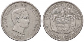 ESTERE - COLOMBIA - Repubblica - 50 Centavos 1922 Kr. 274 AG
bel BB