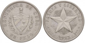 ESTERE - CUBA - Repubblica - Peso 1933 Kr. 15.2 AG
BB+