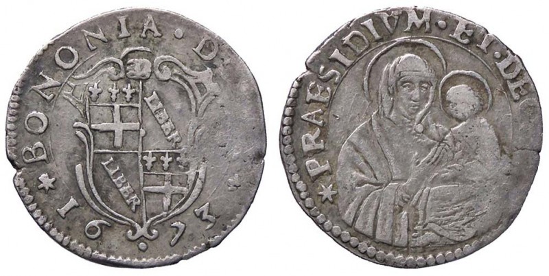 ZECCHE ITALIANE - BOLOGNA - Clemente X (1670-1676) - Carlino 1673 CNI 35; Munt. ...