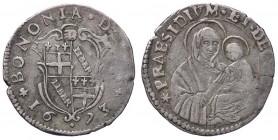 ZECCHE ITALIANE - BOLOGNA - Clemente X (1670-1676) - Carlino 1673 CNI 35; Munt. 59a R AG
bel BB