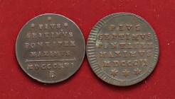 ZECCHE ITALIANE - BOLOGNA - Pio VII (1800-1823) - Quattrino 1816 A. XVI Pag. 106; Mont. 140 R CU IV tipo Assieme a quattrino 1802 - Lotto di 2 monete...