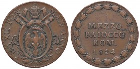 ZECCHE ITALIANE - BOLOGNA - Leone XII (1823-1829) - Mezzo baiocco 1824 A. I Pag. 119; Mont. 11 CU
BB+