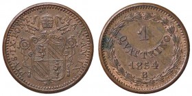 ZECCHE ITALIANE - BOLOGNA - Pio IX (1846-1866) - Quattrino 1854 A. IX Pag. 332/a; Mont. 334/335 R CU
SPL