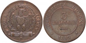 ZECCHE ITALIANE - BOLOGNA - Repubblica Romana (1848-1849) - 3 Baiocchi 1849 Pag. 260; Mont. 71 CU
bel BB