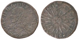 ZECCHE ITALIANE - CASALE - Carlo II Gonzaga (1647-1665) - Soldo 1661 CNI 10/13; MIR 361 MI
meglio di MB