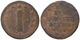 ZECCHE ITALIANE - FERMO - Repubblica Romana (1798-1799) - 2 Baiocchi 1798 Pag. 32; Mont. 2 R CU
MB