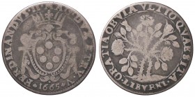 ZECCHE ITALIANE - LIVORNO - Ferdinando II (1621-1670) - Quarto di pezza della rosa 1665 CNI 50/1; MIR 63 RRR AG
meglio di MB