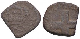 SAVOIA - Vittorio Amedeo II (reggenza, 1675-1680) - 2 Denari MIR 841 RR CU II tipo - Moneta spesso usurata e tosata in modo da renderla quadrangolare...