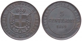 SAVOIA - Vittorio Emanuele II Re eletto (1859-1861) - 5 Centesimi 1859 BI Pag. 445; Mont. 123 CU
qFDC